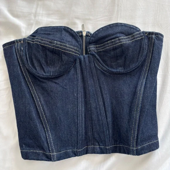 NWOT ZARA ZW BUSTIER WITH CONTRAST TOPSTITCHING - Picture 11 of 11